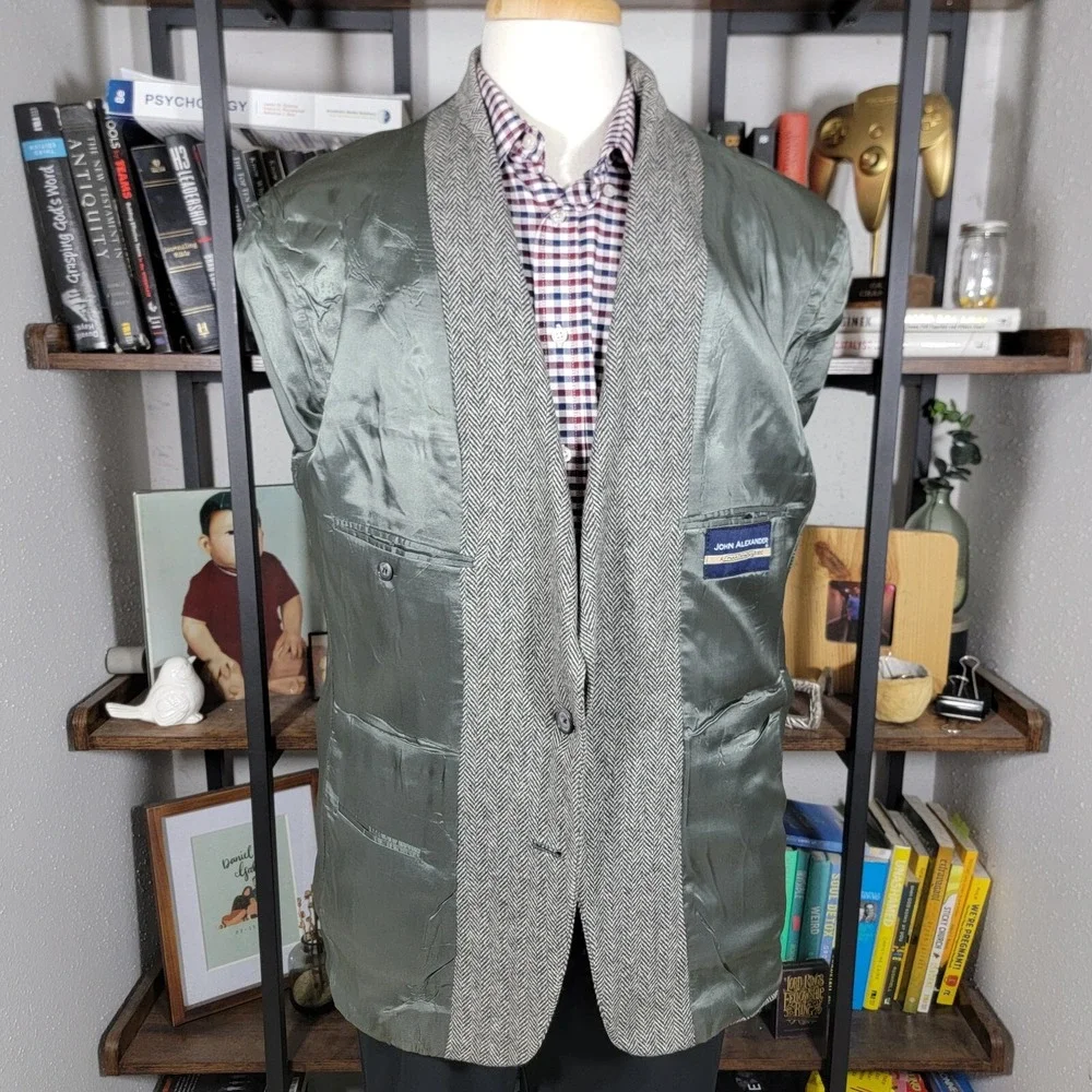 John Alexander Hartmarx Men's Tweed Sport Coat Blazer Two Button Herringbone 42R